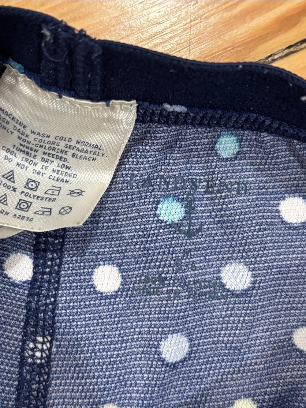 Lands' End Navy Polka Dot Pajama Set with Multicolor Dots